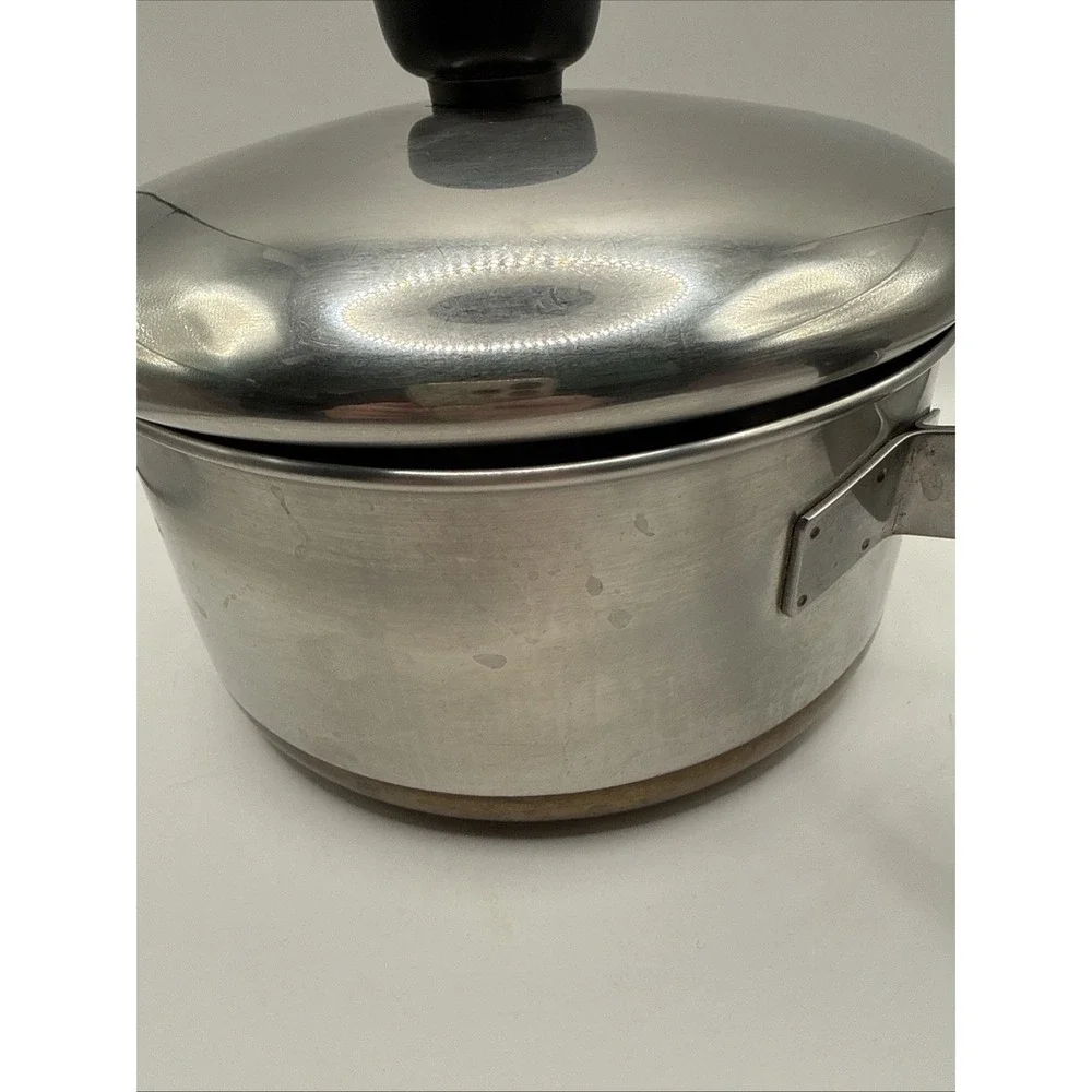 Vintage Revere Ware 1 1/2 qt Sauce Pan, Copper Bottom, Stainless Steel, Pre-1968